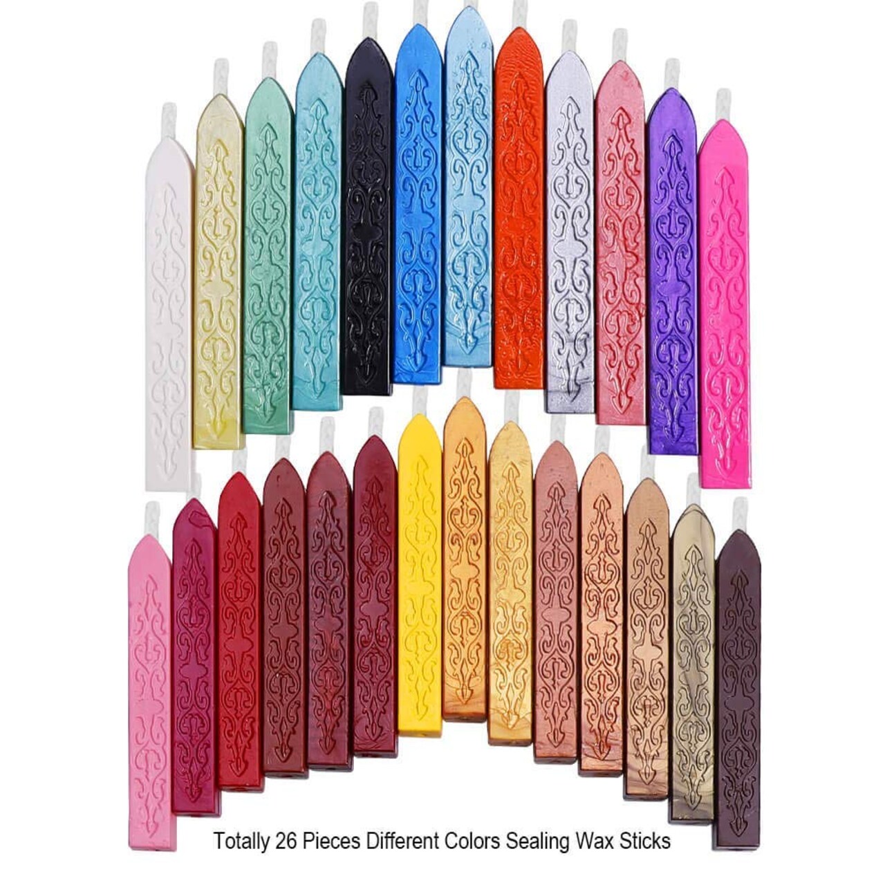 26 Pieces Antique Sealing Wax Sticks with Wicks for Postage Letter Retro Vintage Wax Seal Stamp, Assorted Colors